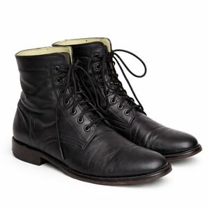 Kenneth Cole US 9.5 Black Leather Lace Up Mid Top Boots Classic Minimal Hit Men